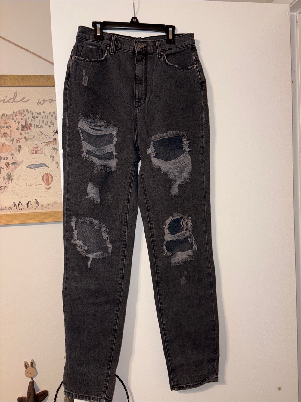 BDG High-Rise Black Distressed Mom Jeans